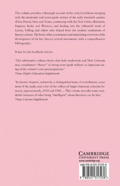 Modernism and the New Criticism
