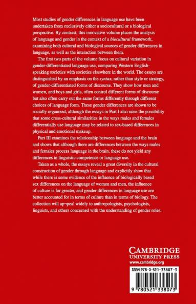 Language Gender and Sex in Comparative Perspective