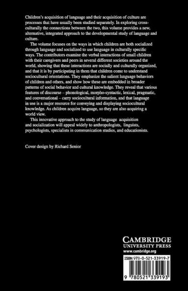 Language Socialization Across Cultures