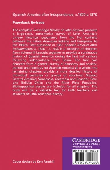 Spanish America After Independence C.1820 C.1870