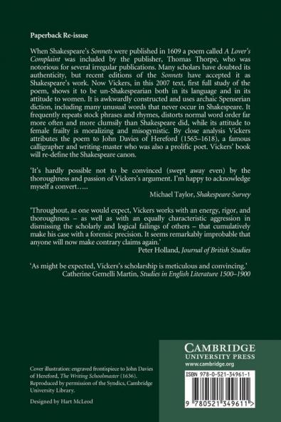 Shakespeare 'a Lover's Complaint' and John Davies of Hereford