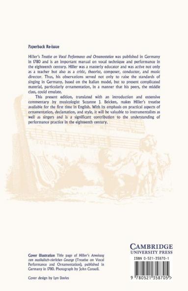 Treatise on Vocal Performance and Ornamentation by Johann Adam Hiller