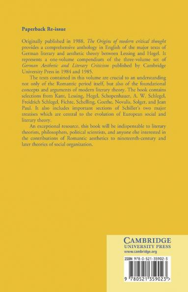 The Origins of Modern Critical Thought