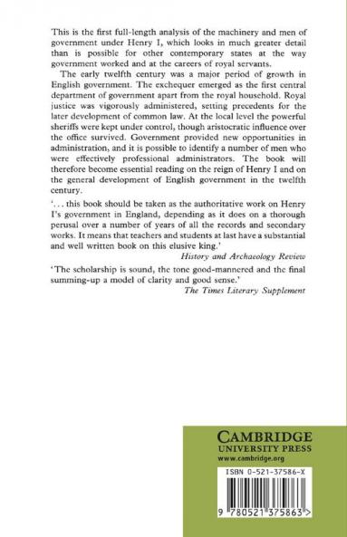 The Government of England Under Henry I