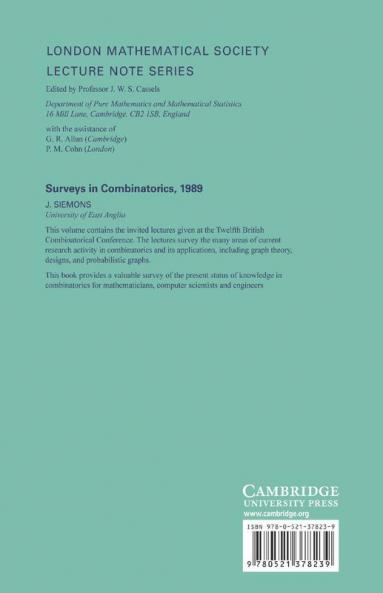 Surveys in Combinatorics 1989