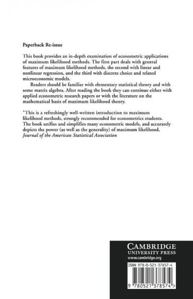 Econometric Applications of Maximum Likelihood Methods