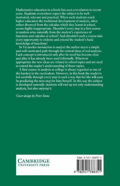 Yet Another Introduction to Analysis
