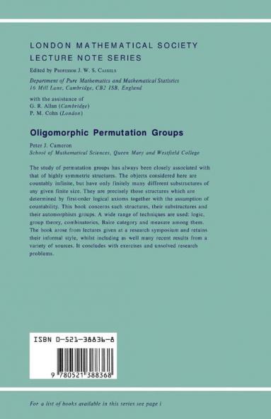 Oligomorphic Permutation Groups