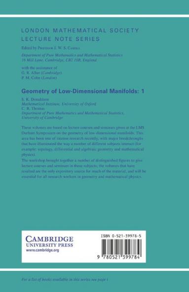 Geometry of Low-Dimensional Manifolds