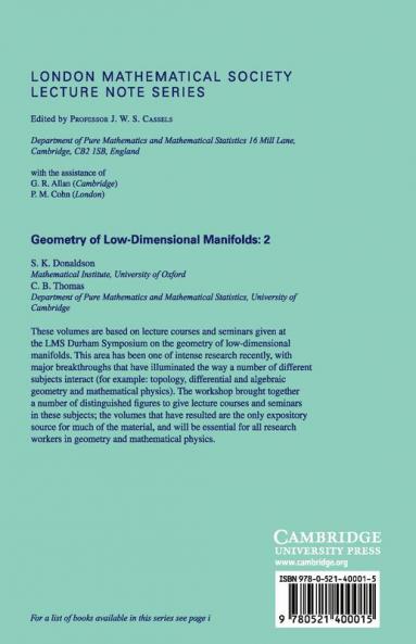 Geometry of Low-Dimensional Manifolds