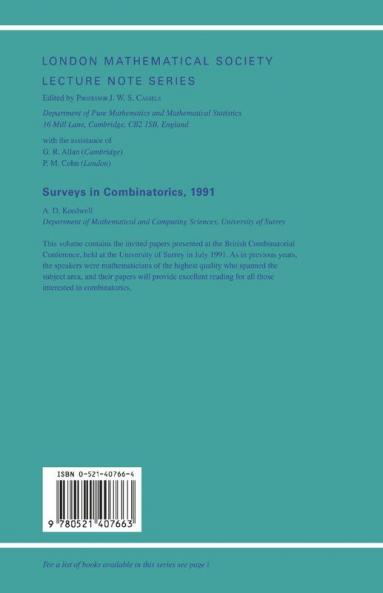 Surveys in Combinatorics 1991