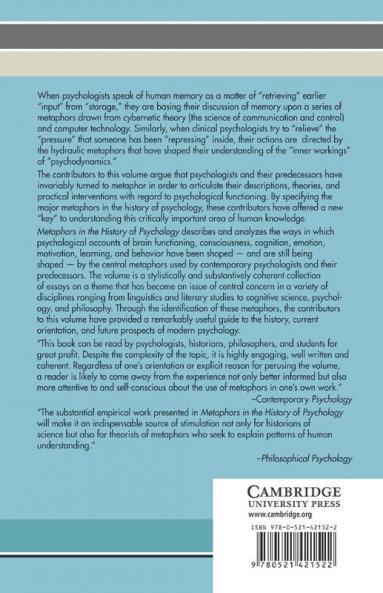 Metaphors in the History of Psychology