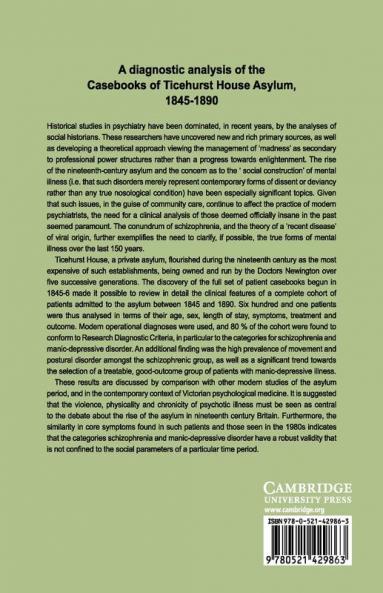 A Diagnostic Analysis of the Casebooks of Ticehurst House Asylum 1845 1890