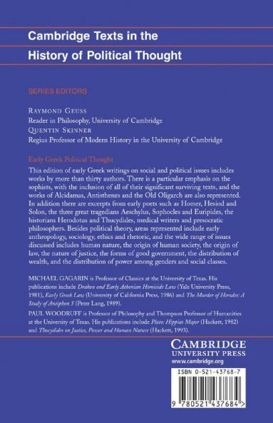 Early Greek Political Thought from Homer to the Sophists
