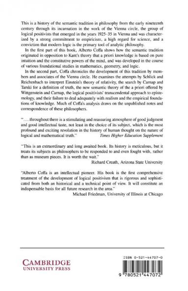 The Semantic Tradition from Kant to Carnap
