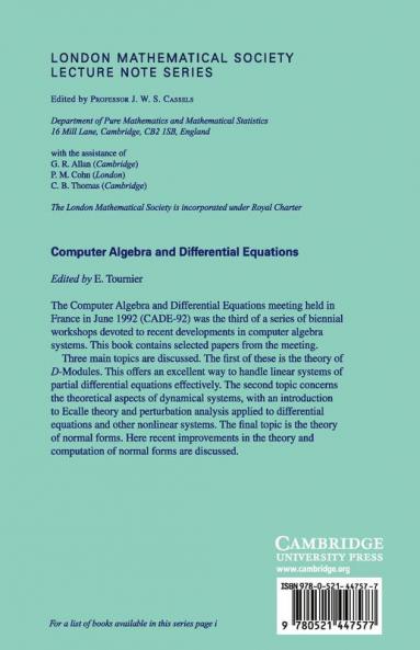 Computer Algebra and Differential Equations