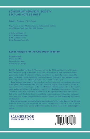 Local Analysis for the Odd Order Theorem