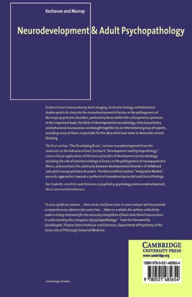 Neurodevt & Adult Psychopathology