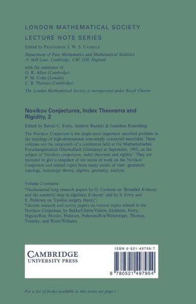 Novikov Conjectures Index Theorems and Rigidity