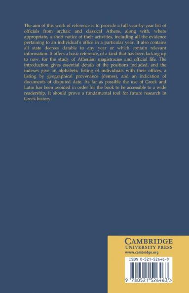 Athenian Officials 684 321 BC
