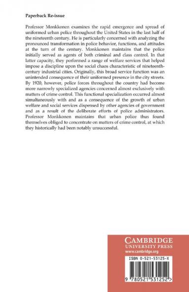 Police in Urban America 1860 1920