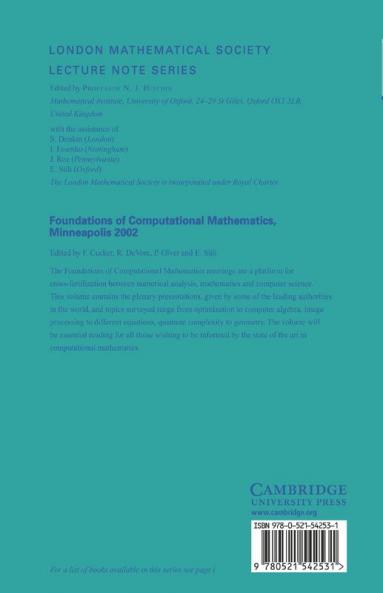 Foundations of Computational Mathematics Minneapolis 2002
