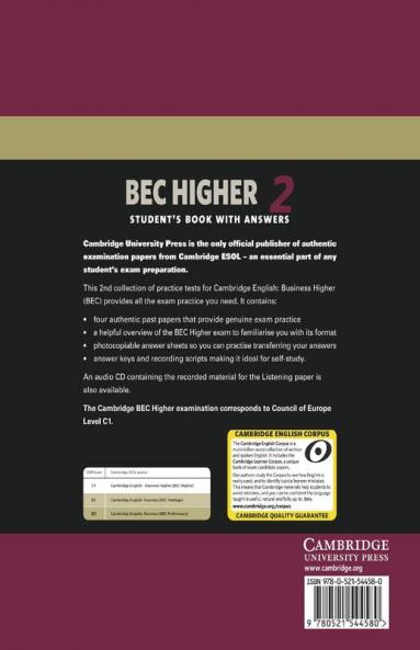 Cambridge BEC Higher 2 Student's Book with Answers