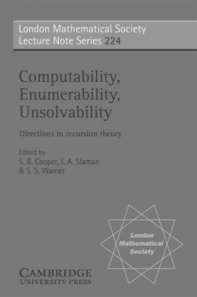 Computability Enumerability Unsolvability