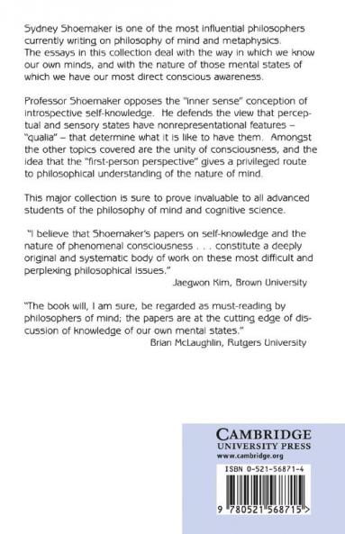The First-Person Perspective and Other Essays