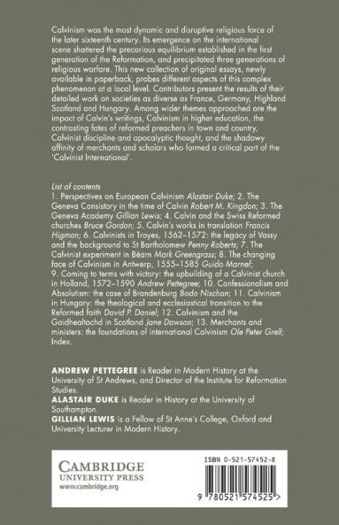 Calvinism in Europe 1540 1620