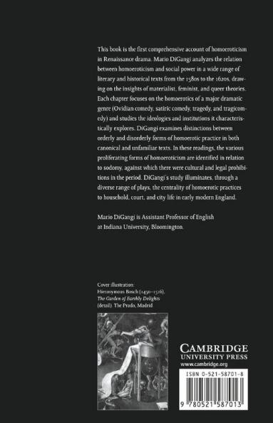 The Homoerotics of Early Modern Drama