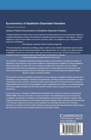 Econometrics of Qualitative Dependent Variables