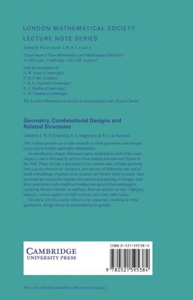 Geometry Combinatorial Designs and Related Structures