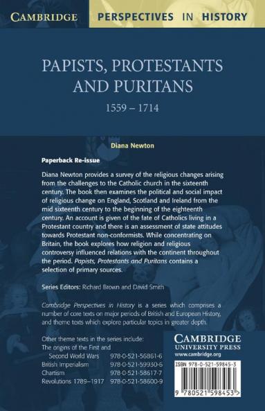 Papists Protestants and Puritans 1559 1714