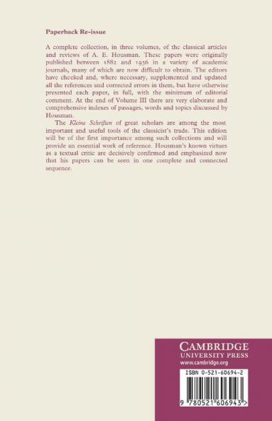 The Classical Papers of A. E. Housman