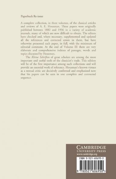 The Classical Papers of A. E. Housman