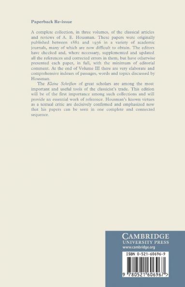 The Classical Papers of A. E. Housman