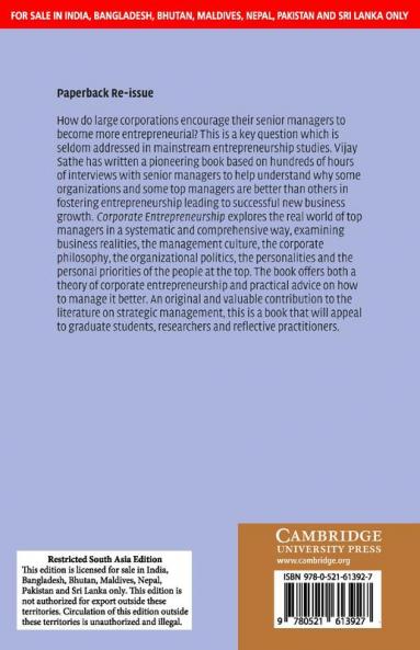 CORPORATE ENTREPRENEURSHIP (SOUTH ASIA EDITION)