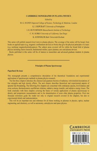 Principles of Plasma Spectroscopy