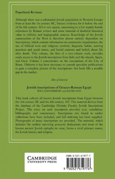 Jewish Inscriptions of Western Europe