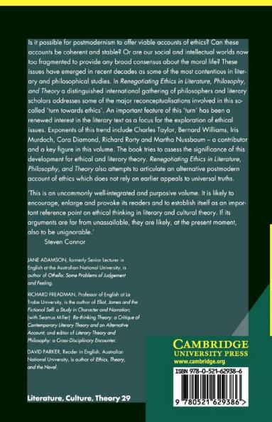Renegotiating Ethics in Literature Philosophy and             Theory
