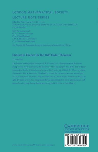 Character Theory for the Odd Order Theorem