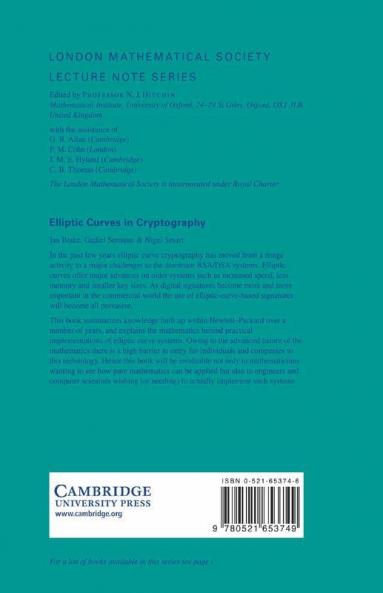 Elliptic Curves in Cryptography