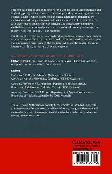 Introduction to the Analysis of Normed Linear Spaces