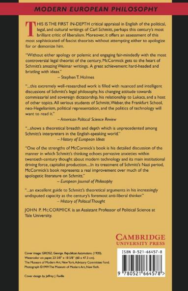 Carl Schmitt's Critique of Liberalism
