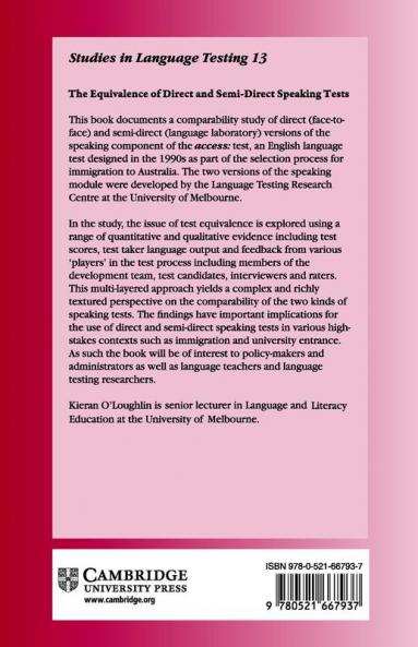The Equivalence of Direct and Semi-Direct Speaking Tests