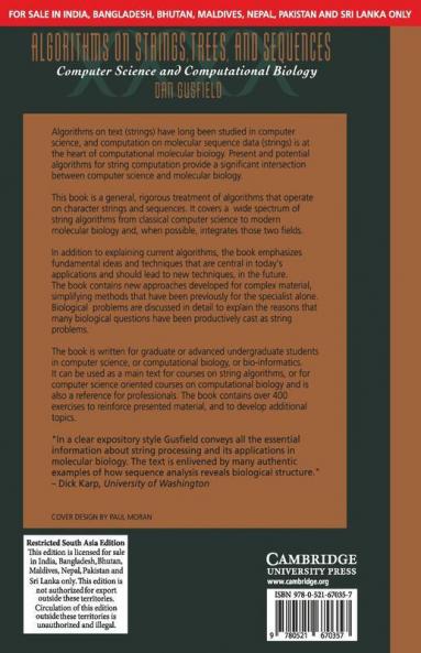 Algorithms on Strings Trees and Sequences (SOUTH ASIA EDITION)