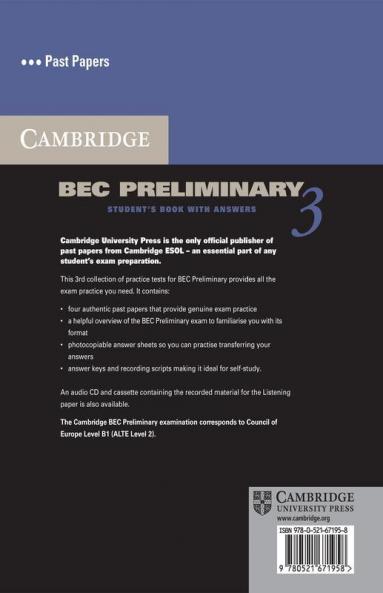 Cambridge BEC Preliminary 3 with Answers