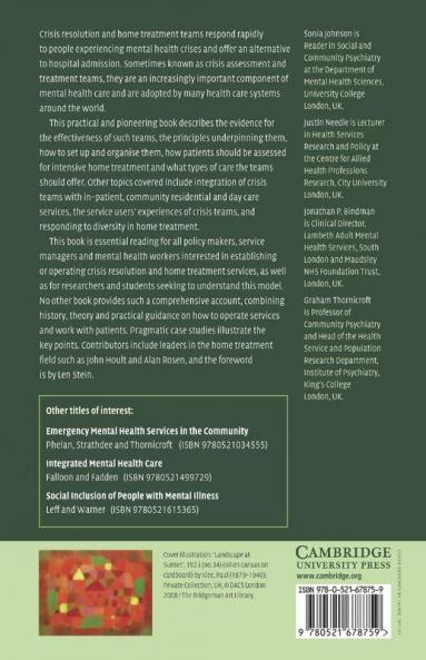 Crisis Resolution and Home Treatment in Mental             Health