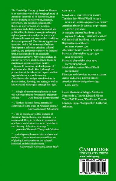 The Cambridge History of American Theatre